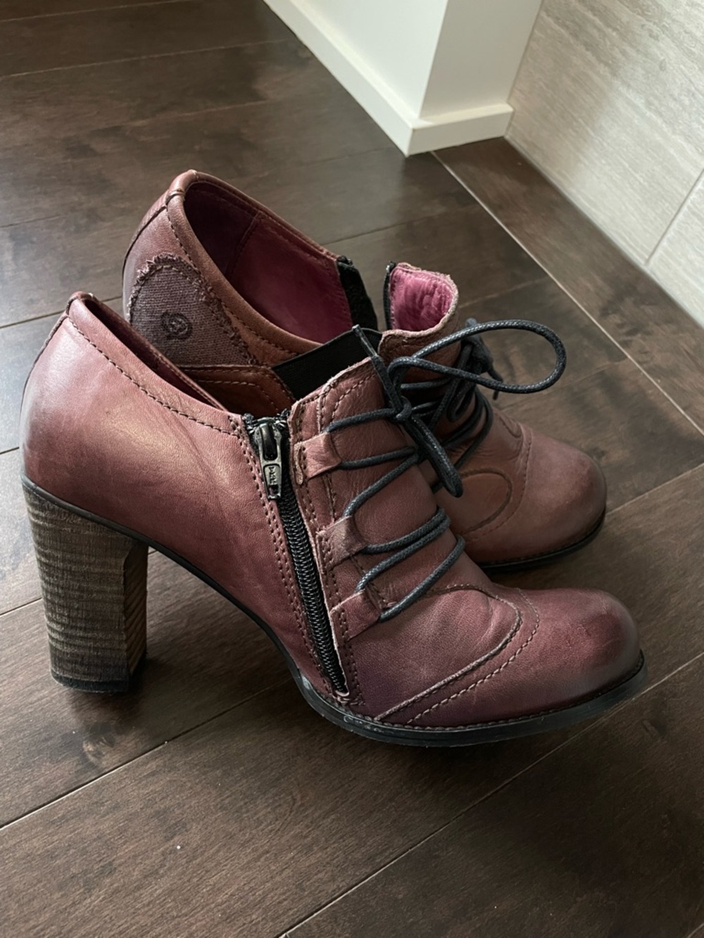 Atrai Wine Merlot Leather Ankle Boots Women’s Size 39 or 8 - Picture 4 of 10